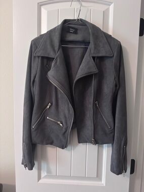 VICI Charcoal Suede Moto Jacket with Silver Hardware